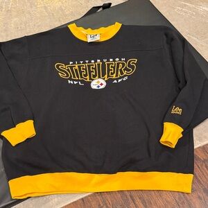 Vintage Lee Sport NFL Pittsburgh Steelers Embroidered Black Sweatshirt L in EUC